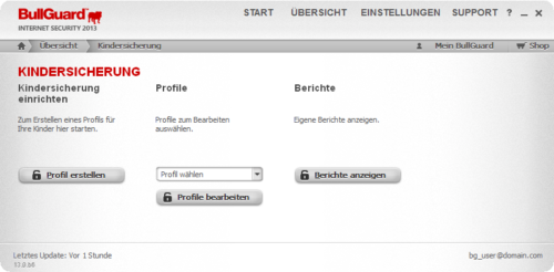 Settings of the Bullguard child locking Family Pack