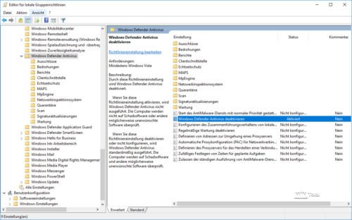 Deactivate Windows Defender