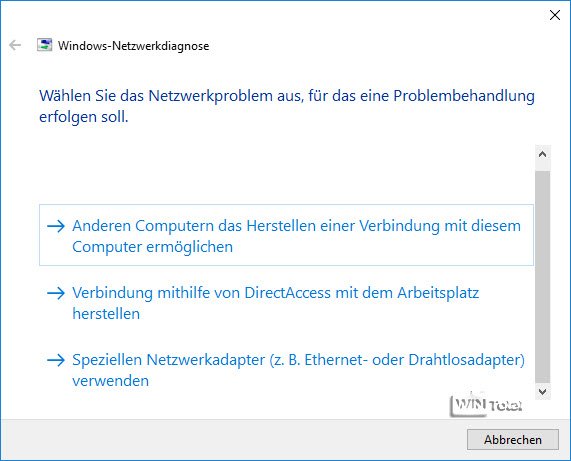 Windows network diagnosis