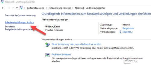 Change adapter settings
