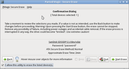 Delete safely with Parted Magic SSD
