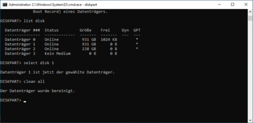 Disabled with Diskpart adjusted