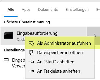Command line as administrator