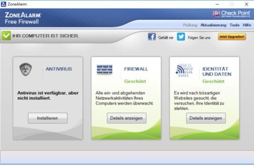 Zoneaelarm Fire Firewall Germany under Windows 10