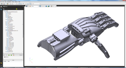 View of a robot hand in Autodesk Fusion 360