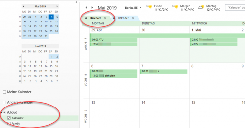 Integrate the icloud calendar in Outlook