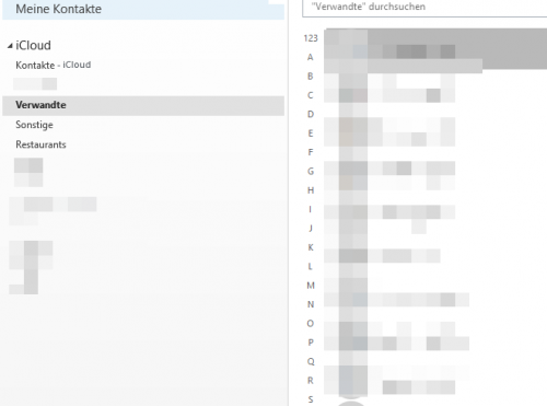 Contacts in Outlook
