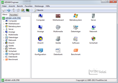 View of the program, Aida64