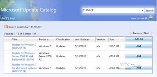 Microsoft Update catalog