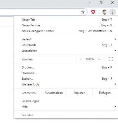 Inkognito surfing in Google Chrome.