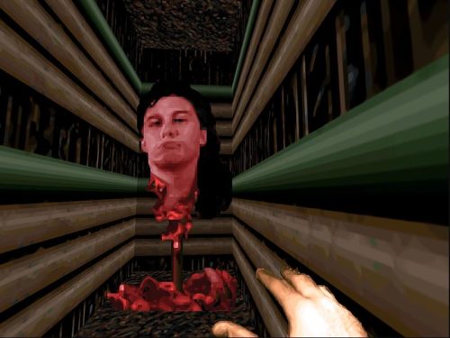 Film sequence from Doom 2 with John Romero's head 